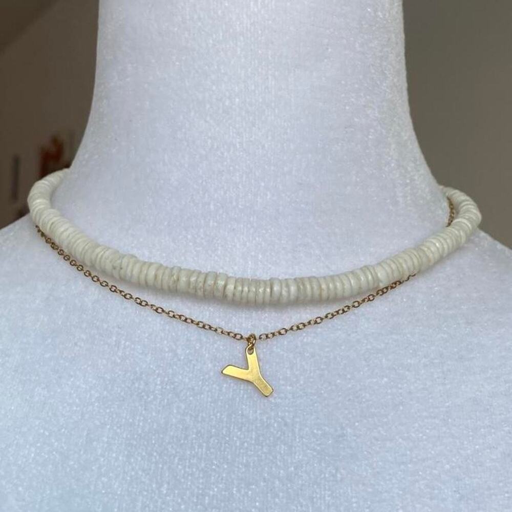 Handmade y initial necklace 18k